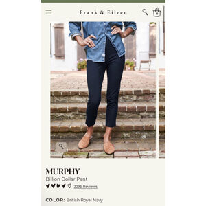 New Frank & Eileen Murphy Cropped Skinny Stretch Pants Navy M